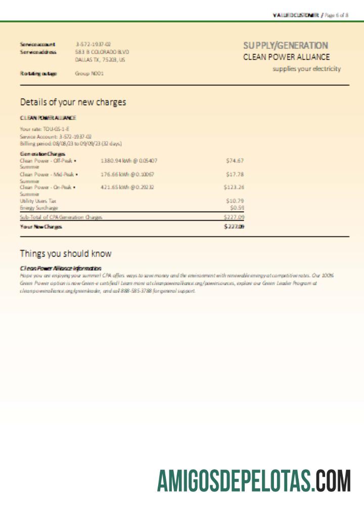 Projeto de lei de serviços públicos EDISON do sul da Califórnia, página 6, SCR exemplo